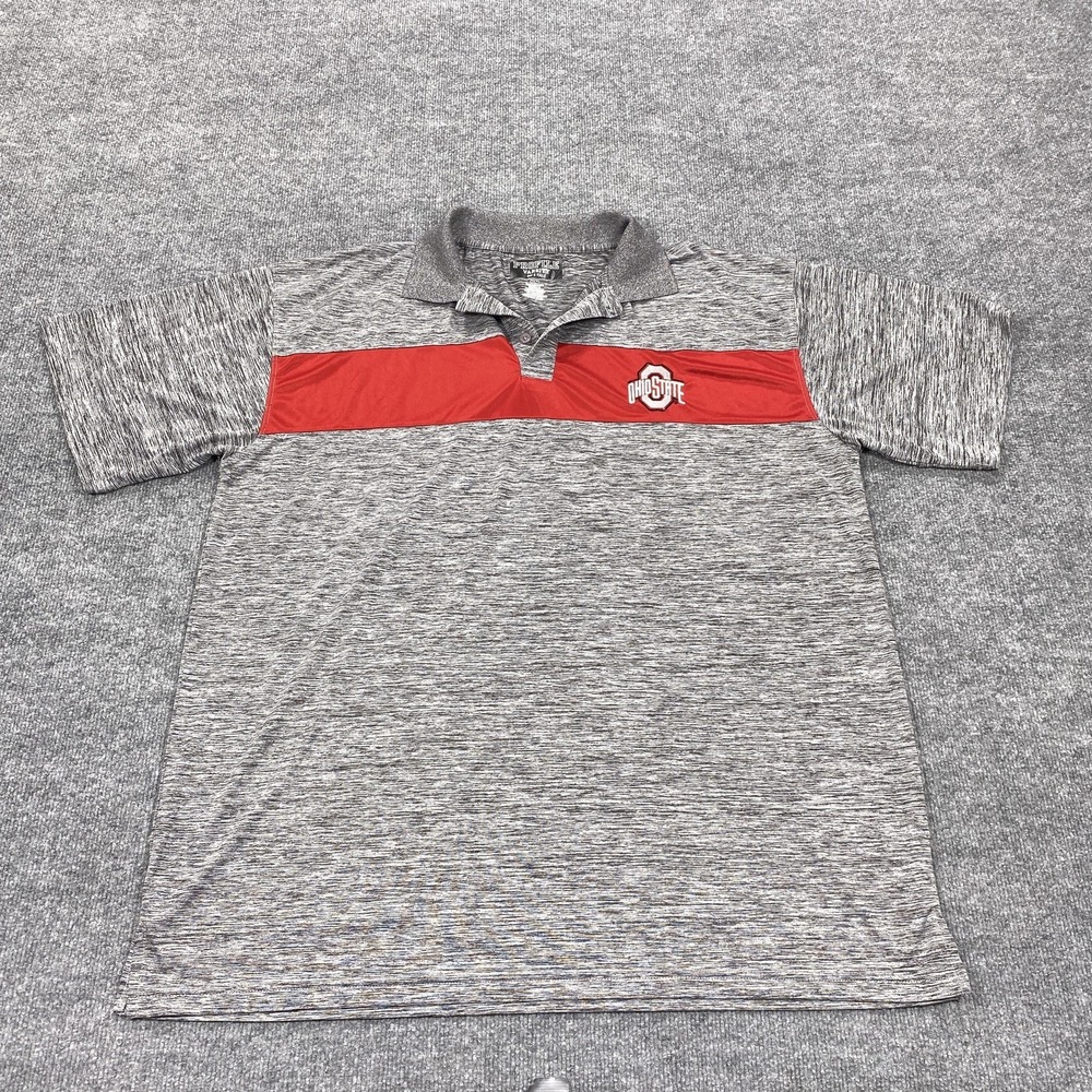 Ohio State Buckeyes Polo Shirt Mens 2XLT Tall Gray NCAA Football Profile Varsity